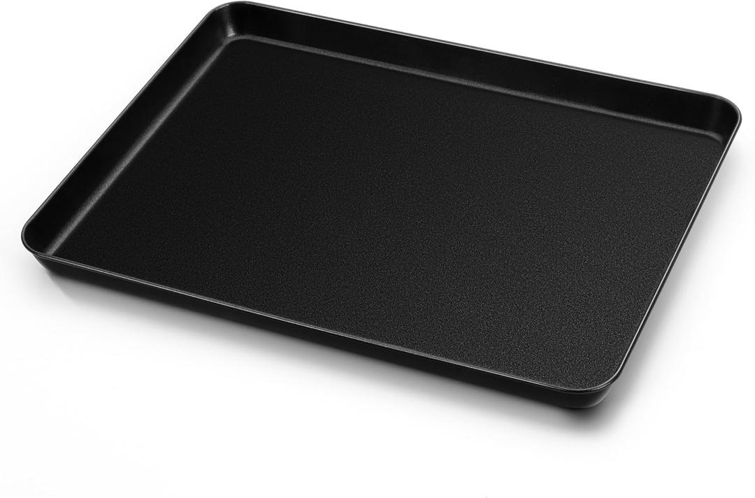 TeamFar Baking Sheets, 16 x 12 x 1, Carbon Steel Baking Pan Cookie Sheet Tray with Coating, for Home/Toaster Oven Baking Serving, Healthy & Non-Stick, Heatproof & Easy Clean