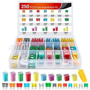 Nilight Blade Jcase Car Fuse Assortment Kit 5A 7.5A 10A 15A 20A 25A 30A Standard Mini Fuses 20A 30A 40A 50A 60A Low Tall STD Profile Fuses for Car Truck, 250PCS Fuses + Box fuses