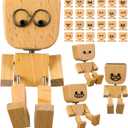 Novabright 4 Pcs Shaking Wooden Man Figurine with 24 Pcs Magnetic Expressions, Shaking Feet Wooden Doll for Car Dashboard Desktop Decorations Birthday Anniversary Handmade Women Man Gift