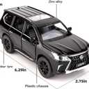 BDTCTK 1/32 Compatible for Lexus LX570 Off-Road in Luxury SUV Model Car, Zinc Alloy Pull Back Toy car with Sound and Light for Kids Boy Girl Gift(Black)