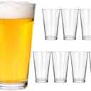 CUCUMI 8pcs 16oz Beer Pint Glasses, Drinking Glasses Set of 8 Highball Glasses Water Cups for Cold Beverages