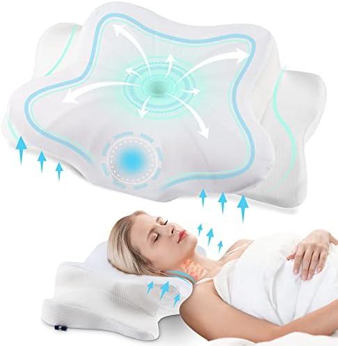 DONAMA Cervical Pillow for Neck and Shoulder,Contour Memory Foam Pillow,Ergonomic Neck Support Pillow for Side Back Stomach Sleepers with Pillowcase