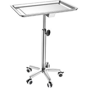 ChoJiah Extra Large Mayo Stand Rolling Salon Tray on Wheels Hairstylist Tray Heavy Duty Tattoo Tray, Ideal Use for for Hair Salon Dental Hairstylist Cart (with brake system)