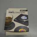 2 x Funny Retro Vinyl Record Coasters, Creative Drink Coasters Set of 6 with Vinyl Record Player Holder for Music Lovers, Housewarming Hostess Gifts, Birthday and White Elephant Gifts Ideas