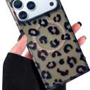 Magnetic Rectangle Black Gold Cheetah Print Case for iPhone 17 Pro Max 6.9in[Compatible with MagSafe],Glitter Bling Leopard Tortoise Retro Cool Girl Trendy Protective i17promax 6.9" Cover
