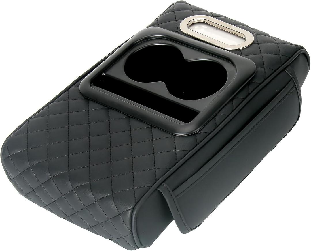 Center Console Armrest Vinyl Leather Trim, Car Armrest Cushion, Anti-Scratch, Suitable for Most Vehicle, SUV,Not Suitable for Trucks Black