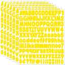 Alphabet Stickers, 1'' Yellow Letter Stickers - 12 Sheets, Self-Adhesive Vinyl for Mailbox Numbers, Bulletin Boards, Classroom & Home Decor