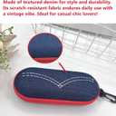 Cowboy Denim Zippered Eyeglass Case for Women Men, Hard Shell Sunglasses Holder with Soft Fleece Lining