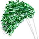 Anderson's Metallic Green and White Foil Textured School Spirit Shakers, Cheerleader Pom Poms, Football Basketball Homecoming Squad, Team, Party, Dance, Club, Performance, Fan Celebration, Pack of 10