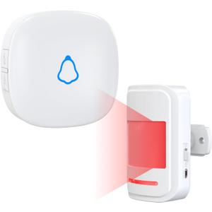 Motion Sensor Door Chime, METAK Wireless Motion Detector Alarm Indoor for Business When Entering/Home Doorway/Store Entrance/Garage Security, Pet/Elderly/Dementia Monitoring Buzzer, PIR Door Entry Bell (White)