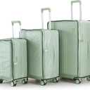 TRAVELEO 4 Piece Expandable Hardshell Pink Luggage Sets with Spinner Wheels, Lightweight Travel Suitcase Set with TSA Locks, 20 inch Carry On for Women (Sage Green, 3 Piece Set)