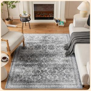 Istana Living Room Rug 10x14 - Grey 10 x 14 Area Rug - Foldable Machine Washable Area Rugs 10x14 - Stylish 10x14 Area Rugs Boho - Stain Resistant Washable Rug 10x14