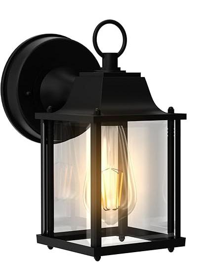 Kainozoic Dawn to Dusk Sensor Motion Sensor Outdoor Wall Light Fixtures Waterproof Black Exterior Porch Lighting Fixture Anti-Rust Outdoor Wall Lantern for House