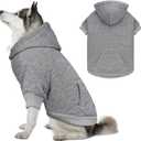 Dog Sweaters for Large Dogs,Dog Hoodie Sweater Solid Soft Brushed Fleece Pet Clothes Hoodie Sweatshirt with Pocket(Grey-XL)