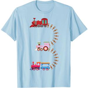 3rd Birthday Train Railroad Themed Fun 3 Years Old Boy Train, 3T-Shirt (Blue)