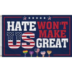 3x5 FT Hate Wont Make Us Great Flag No Kings Protest Signs Flag for Outside With 2 Brass Grommets for Yard Bedroom Room Signs House Decorations Banner (no2)