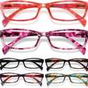 Gaoye Reading Glasses for Women, 6 pack Fashion Readers for Women Men Spring Hinge Eye Glasses, Blue Light Reading Glasses (Black Flowers, Black and Red Flowers, Pink Mosaik, Red Flowers, Blue Orange Mosaic, Black)