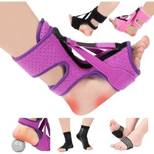 YUZOEOHE Plantar Fasciitis Night Splint, 3-Adjustable Relief with Massage Balls & Arch Support, For Men & Women (Purple)