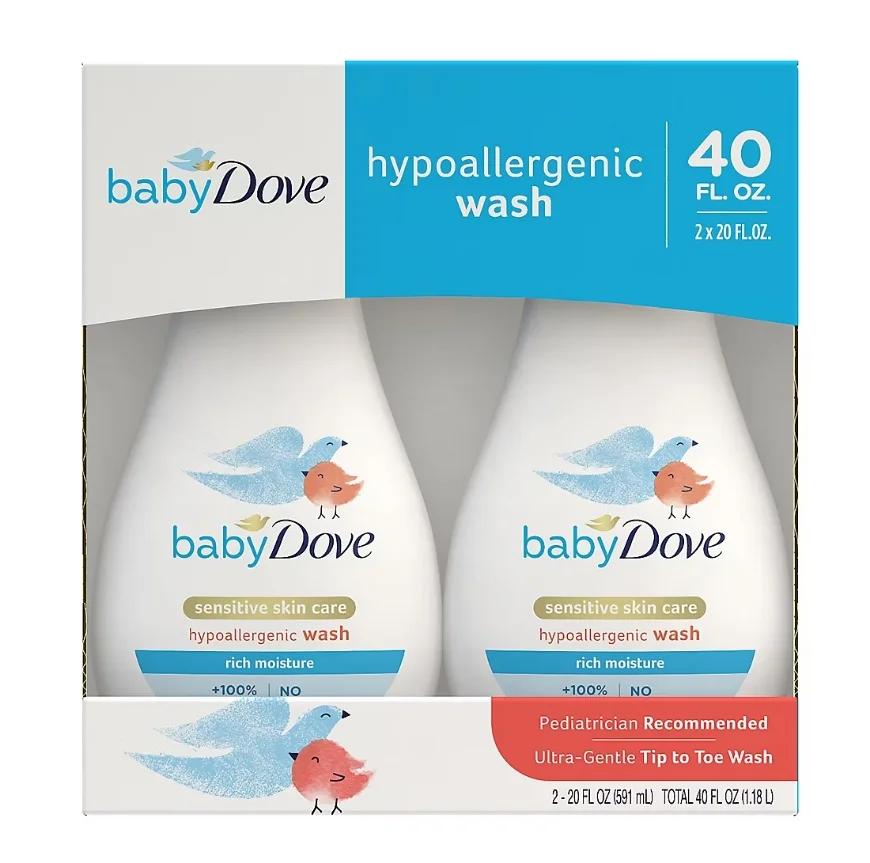 Baby Dove Sensitive Skin Care Baby Wash For Baby Bath Time Rich Moisture Tear-Free and Hypoallergenic, 20 oz, 2 Pack