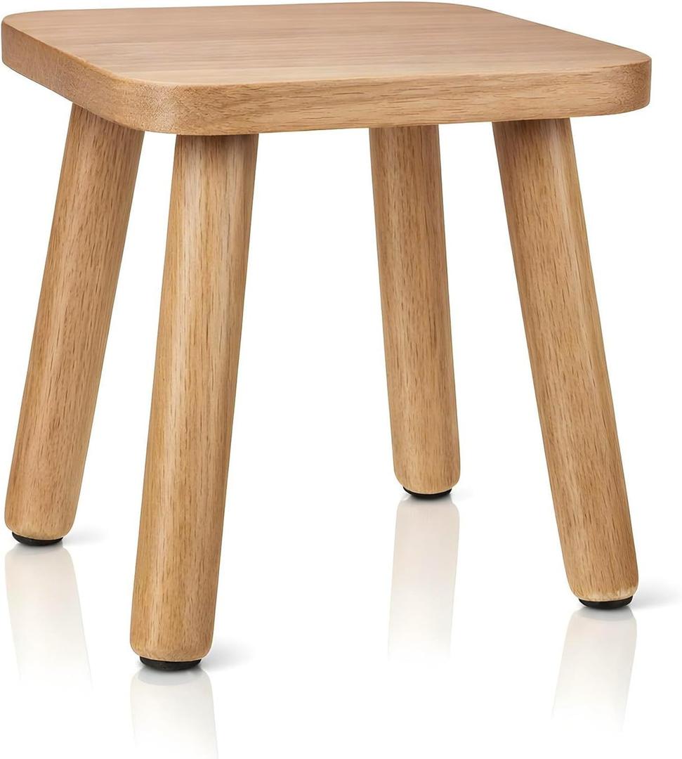 9 Inch Small Wooden Step Stool Solid Wood Stool Wooden Step Stools for Adults Non-Slip One Steps Stools Small Square Stoolss Legs Detachable Holds up to 300 Lbs Bedroom Kitchen