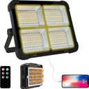 Portable LED Work Solar Light 100W 16500mAh 10000 LM with Stepless Brightness Job Site Battery Rechargeable LED Floor Light for Emergency Worklight for Hurricane (Black(Remote))