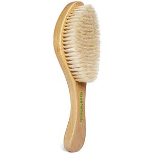 GranNaturals Soft Bristle Hair Brush - Curved Boar Bristle Vintage Style Hairbrush for 360 Waves, Sleek Slick Back Ponytail & Bun, Smoothing, Fades for Women & Men - Wooden Handle