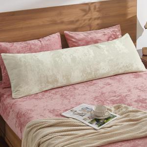 BEDELITE Velvet Body Pillow Cover with Zipper, Soft and Plush 20x54 Long Pillow Case, Velvety Smooth and Cozy Body Pillow Pillowcase for Bedroom and Couch, for All Seasons(Cream)