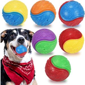 5 Pcs Squeaky Dog Balls, Dog Toys Balls for Training, Tough Ball Toys for Dogs, Fit with Dog Ball Launcher, High Bouncy Dog Ball for Interactive Playing, Puppy Pet Chew Balls Teething Balls 2.5in (S6-muti-color)