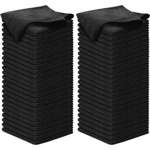 USANOOKS Premium 300GSM Microfiber Cleaning Cloth - 12.5"x12.5" High Performance - 1200 Washes, Ultra Absorbent Microfiber Towels for Cars Undercarriage, Rims & Engine Bay Cleaning - Microfiber Cloth (100 pack, Black)