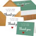 Gueevin 100 Pack Green and White Thank You Cards with Envelopes and Stickers Bulk 3.5 x 5 Inch Funny Blank Thank You Notes Cards for Wedding, Baby Shower, Business, Teacher, Graduation, Bridal Gifts