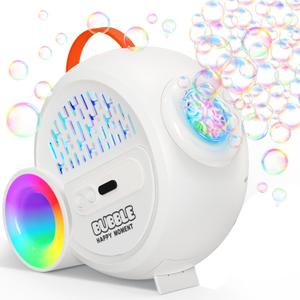 Bubble Machine for Kids Toddlers,Automatic Bubble Maker with RGB Light,Rechargeable Type-C Charge Bubble Blower,Bubble Toy for 3 4 5 6 7 Year Old Boy Girl,Outdoor Party Wedding Birthday Gifts (White)