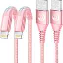 Aioneus iPhone Charger 6ft 2Pack, Apple Certified USB A to Lightning Cable Nylon Braided Phone Charger Cord Fast Charging for iPhone 14 13 12 11 Pro Xr Xs Max 10 8 7Plus 6 SE -Pink