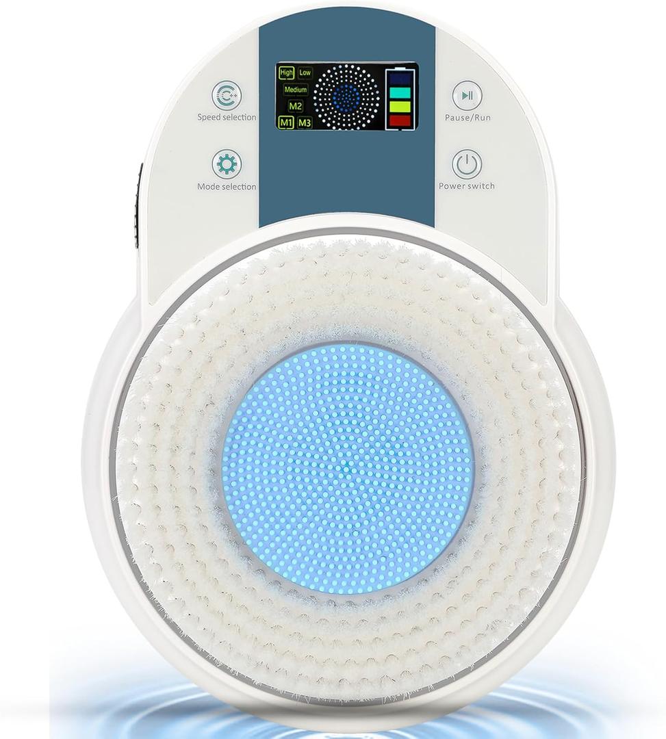 Wall Mounted Electric Shower Back Scrubber with Smart Screen,130mm Brush Head Shower Back Brush, 360  Auto Rotation 3 Adjustable Speed Electric Back Scrubber for Body, Exfoliate, Cleansing, Massage