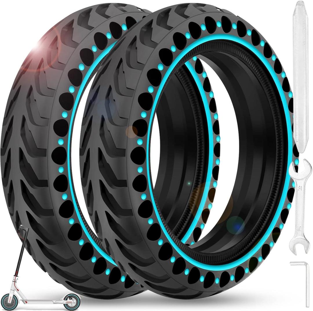 BANGTING 2PCS 8.5x2 inches Solid Tires for Electric Scooter, 8 1/2 x2 Tire for Gotrax GXL V2 / XR/APEX, 50/75-6.1 Tire Replacement for Xiaomi Pro 2 / M365 / 1S and All 8.5'' Scooter Tires (Blue)