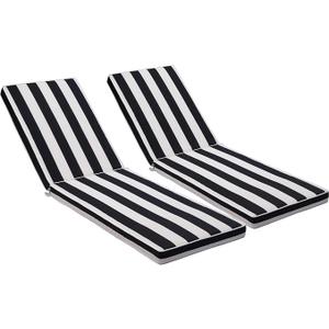 Only choice 2 Pcs Set Outdoor Lounge Chair Cushions Patio Chaise Lounge Replacement Cushions Furniture Seat Cushions(Black+White Stripes-2 pcs)