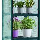 Ohuhu Mini Greenhouse for Indoor Outdoor, Small Plastic Plant Green House with Locking Wheels Portable Greenhouses with Durable Cover for Seedling, Ideal Gardening Gifts for Women Men Green