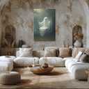 Vintage Halloween Wall Art Ghost On The Swing Poster Canvas print dark academia Room Decor Face Spooky Gothic for Halloween Party House Decor 8x12inch Framed (style-3)