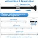 TasticTotes Shower Curtain Rod 30-64 Inch, 1" Diameter Adjustable Spring Tension Rod No Drill Required, Rustproof Stainless Steel, Anti-Slip Bathroom Rod, Black, Matte Finish
