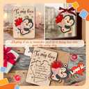 3 x NewEleven Valentines Day Gifts For Him Her Boyfriend Girlfriend - Penguin Card, Valentine's Day Gifts From Wife, Husband - Cute Couple Gift, Unique Message - Wooden Card