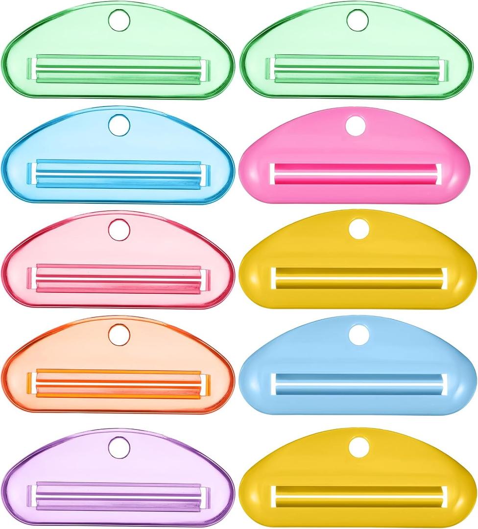 Toothpaste Squeezer, Toothpaste Squeezer Tube Roller 10 Pcs Plastic Holder Clips Plastic Clips for Saving Facial Cleanser Creams Paint for Bathroom Home and Apartment Essentials