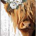 Highland Cow Art and Farmhouse Wall Decor - Country Canvas Printing Rustic Bedroom Decor Retro Yak Wall Art Home Artwork Print Used in Bathroom Office Bedroom Kitchen Dining Room Decorate (36"L x 24"W)