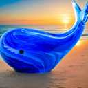 Blue Glass Whale Figurine Collectibles Hand Blown Art Glass Whale Sea Animal Paperweight Home Table Decor Gifts for Daughter Women Mom Gifts