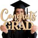 "Congrats Grad" Sign for Backdrop, Wooden Congrats Graduation Sign Class of 2026 Grad Party Sign Photo Prop Graduation Party Decor, Cutout Ornament for Backdrop Decoration, DIY Color