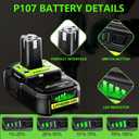JAUKIST Replacement for Ryobi 18V Battery: 2 Pack 4.0Ah Replace Compatible with Ryobi Lithium Battery P108 P102 P107 P109 Cordless Power Tools with LED Indicator Light