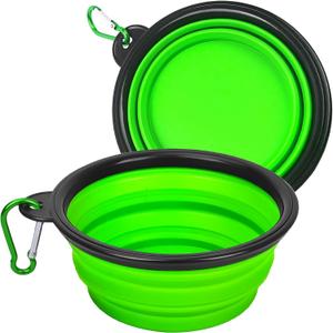 Foldable Dog Travel Bowls with Clasp for Traveling Hiking Walking Collapsible Dog Bowls Expandable Silicone Food Water Travel Bowl for Small Medium Dog Cat