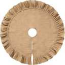 Tatuo 47 Inch Christmas Tree Skirt Decorations Linen Burlap Tree Skirt Round Xmas Cover for Christmas Party Mat Fall Indoor Clearance Outdoor Holiday Family Winter Home Decorations(Linen Color)