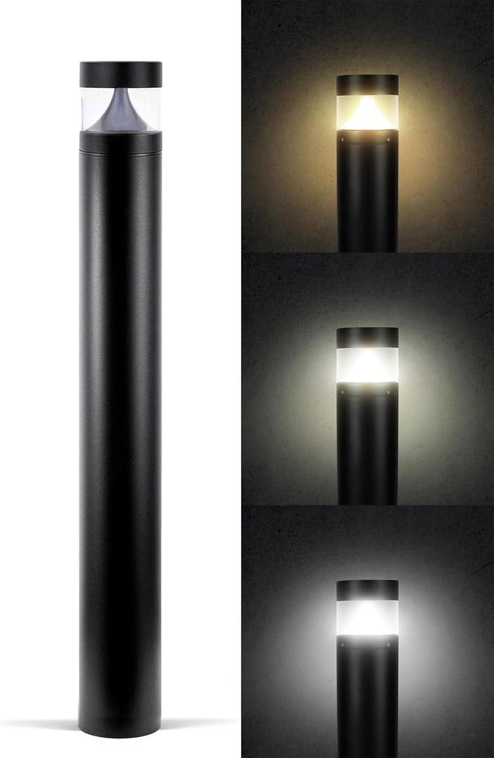LED Bollard Landscape Light 4.7" Diameter, 10W, 39" Height, 3CCT 3000K/4000K/5000K, 120-277V Outdoor Pathway & Garden Light, IP65 Waterproof, for Driveways & Commercial Landscape