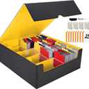 SMILESSKIDDO Card Storage Box for Trading Cards, 3000+ Mtg Deck Box With 24 Dividers, 4 Card Supporters, 1 Marker Pen, 4 Rows Mtg Card Storage Fits for Magic Game, TCG, Sport Cards(Black Gold)