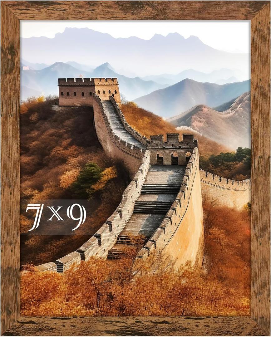 Picrit 7x9 Picture Frame, Photo Frame for Wall Mounting Display, Brown