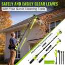 Roof Gutter Cleaning from The Ground 93 in, Leaf Blowers Cordless with 2 Batteries 21V, 580CFM/180MPH Gutters Cleaning Tool with Adjustable Pole, Gutter Cleaner with Adjustable Shoulder Strap, Charger